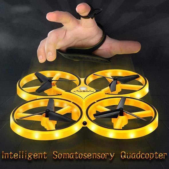 Smart watch controllable interactive induction quadcopter